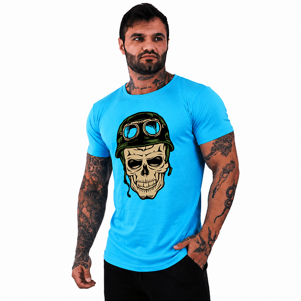 Camiseta Longline Manga Curta MXD Conceito Caveira Militar