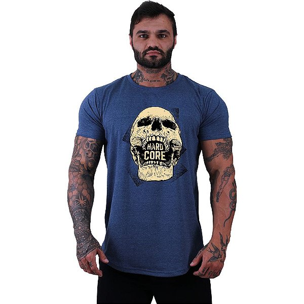 Camiseta Longline Manga Curta MXD Conceito Hardcore Skull