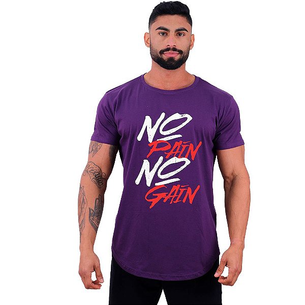 Camiseta Longline Manga Curta MXD Conceito No Pain No Gain