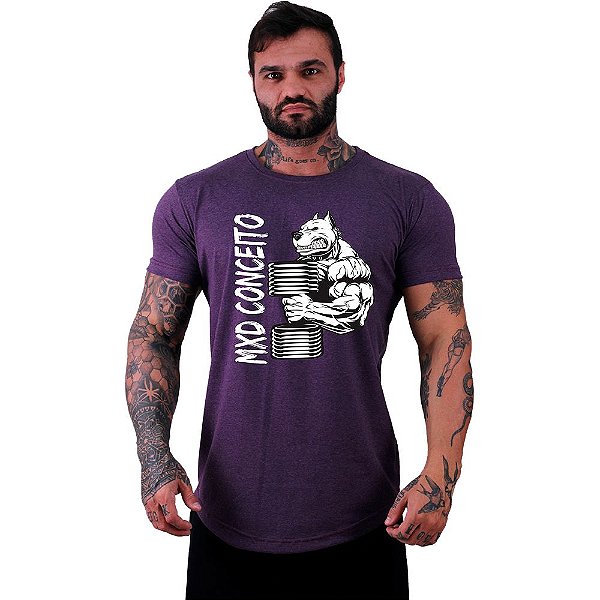 Camiseta Longline Masculina Manga Curta MXD Conceito Pitbull BodyBuilder