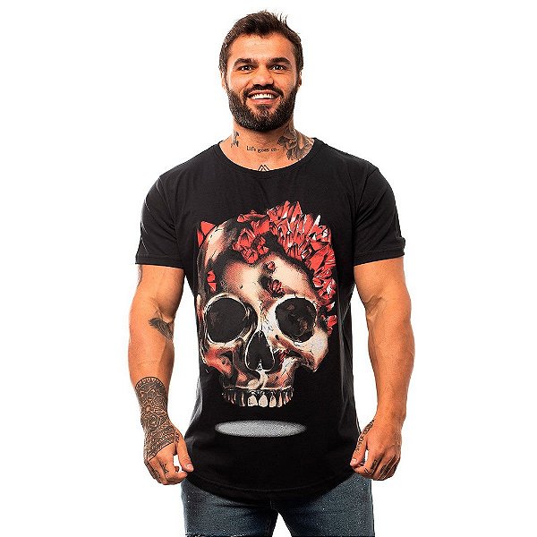 Camiseta Longline Masculina MXD Conceito Limitada Crystal Skull