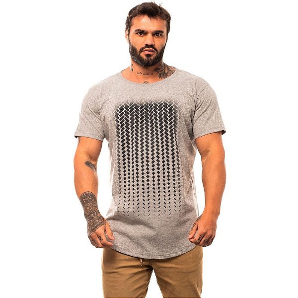 Camiseta Longline Masculina MXD Conceito Limitada Degradê Retangular