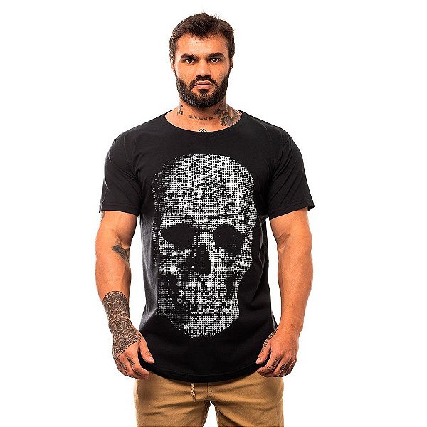 Camiseta Longline Masculina MXD Conceito Limitada Skull Points