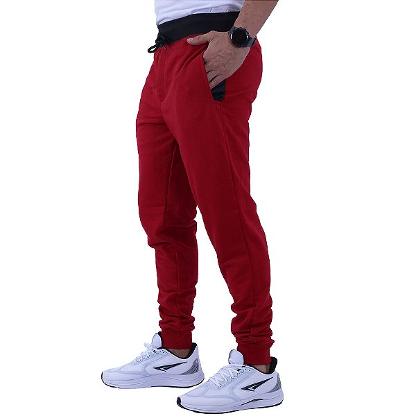 Calça Masculino Moletom MXD Conceito Vermelho Escuro Básico