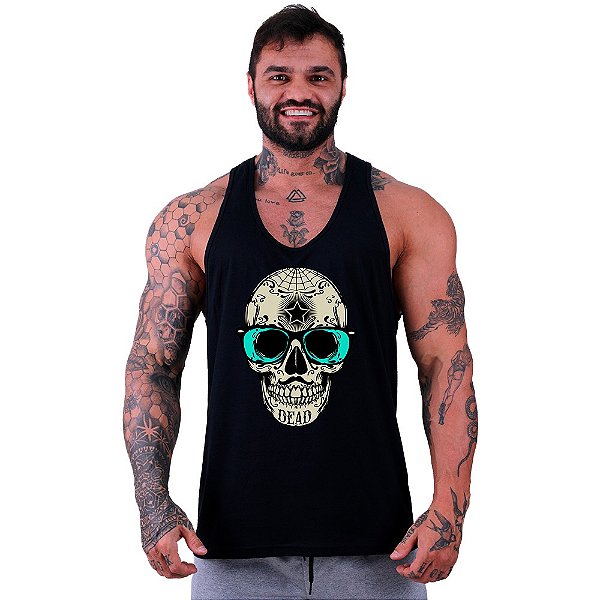 Regata Cavada Masculina MXD Conceito Caveira Óculos Espelhado