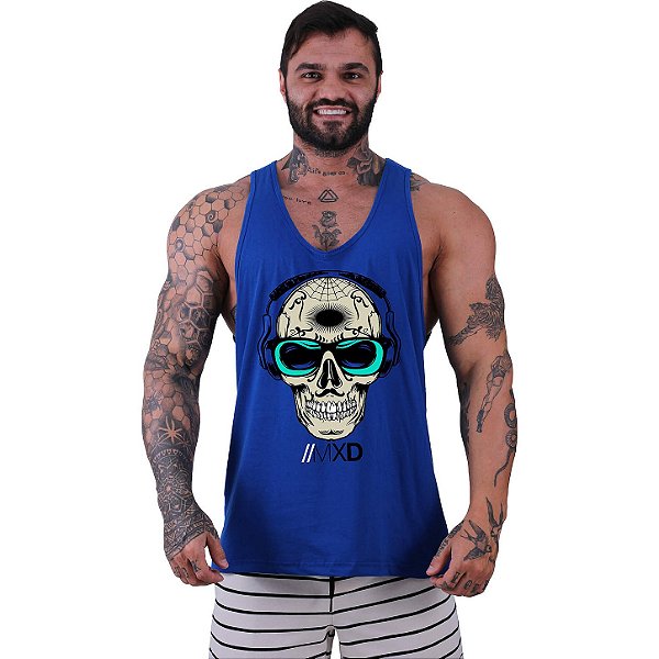 Regata Cavada Masculina MXD Conceito Caveira Óculos Espelhado