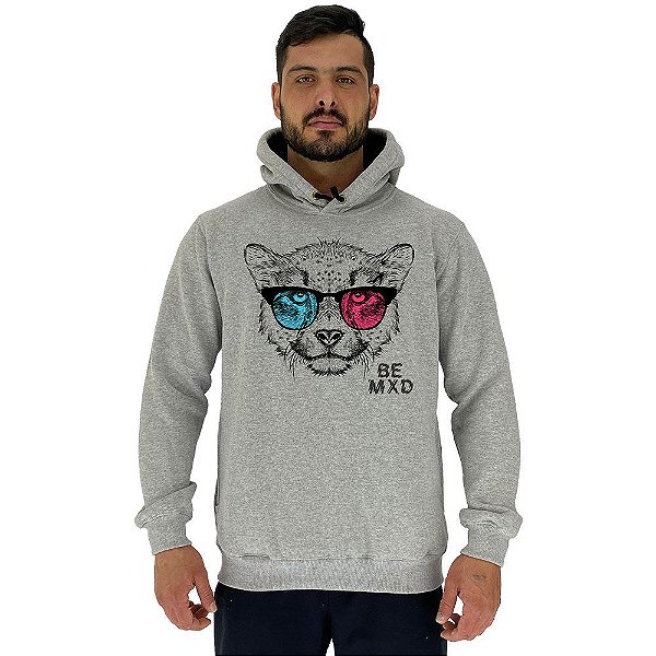 Blusa Moletom Masculino MXD Conceito Com Touca Cheetah Óculos 3D