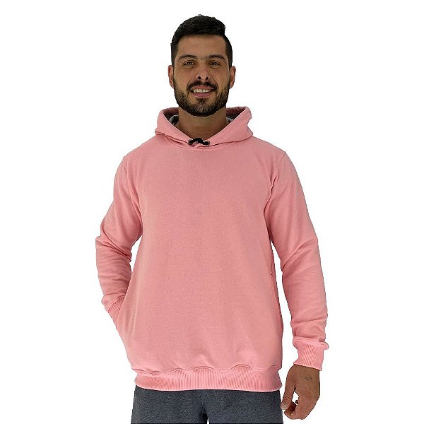 Blusa Moletom Masculino MXD Conceito Com Touca Rosa