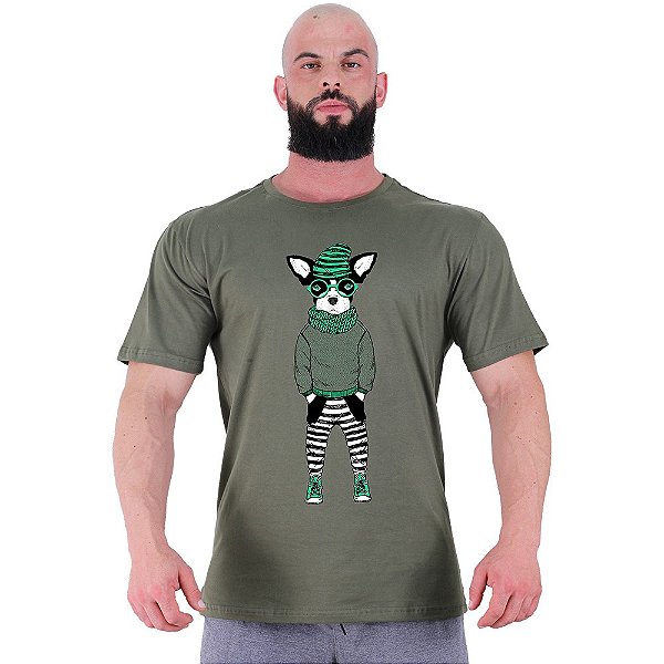 Camiseta Tradicional Masculina Manga Curta MXD Conceito Cachorro Moderno