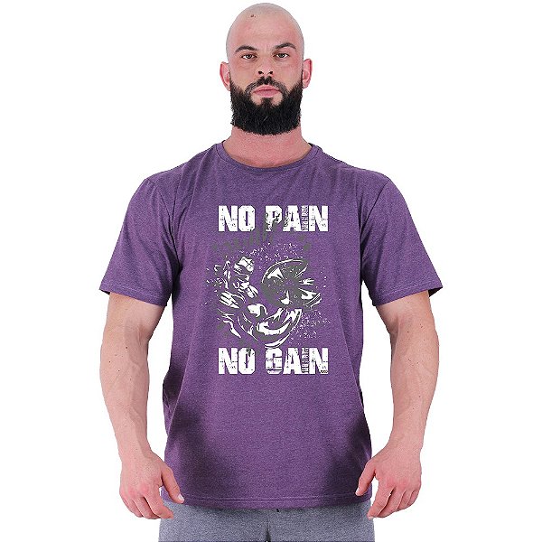 Camiseta Tradicional Manga Curta MXD Conceito No Pain No Gain Arms - Sem Dor Sem Ganho