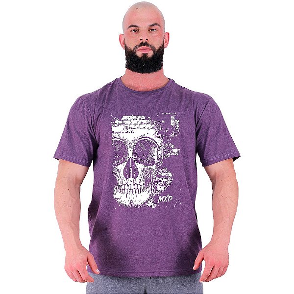 Camiseta Tradicional Masculina Manga Curta MXD Conceito Scribbled Skull Manuscrito