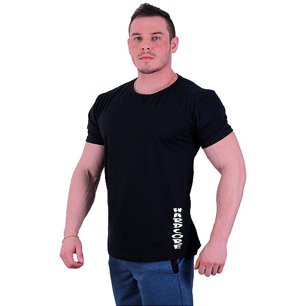 Camiseta Tradicional Masculina MXD Conceito Estampa Lateral Hardcore Vertical