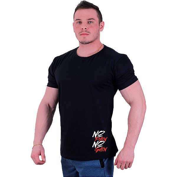 Camiseta Tradicional Masculina MXD Conceito Estampa Lateral No Pain No Gain