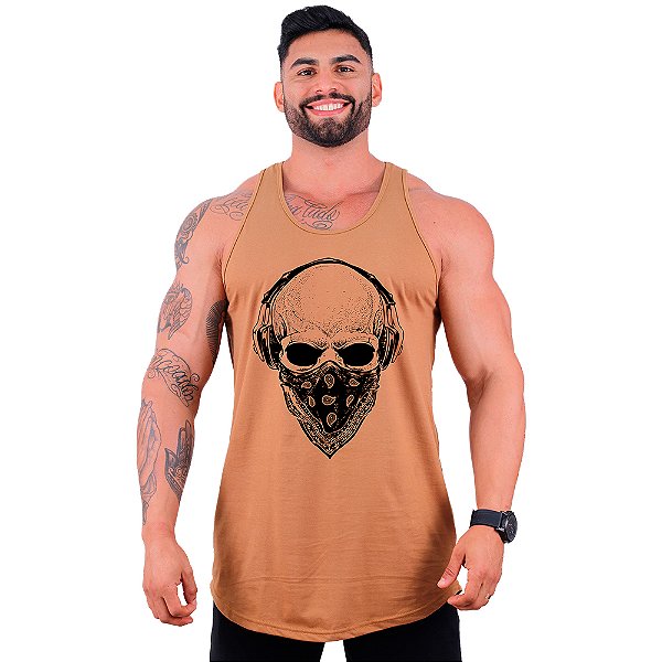 Regata Longline Masculina MXD Conceito Caveira Bandana com Fone