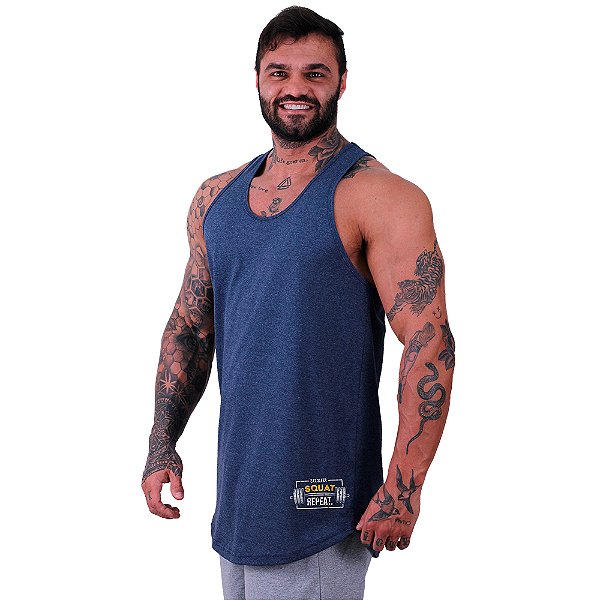 Regata Longline Masculina MXD Conceito Estampa Lateral Eat Sleep Squad Repeat