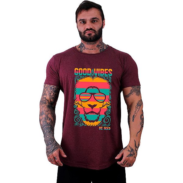 Camiseta Longline Manga Curta MXD Conceito Lion Good Vibes