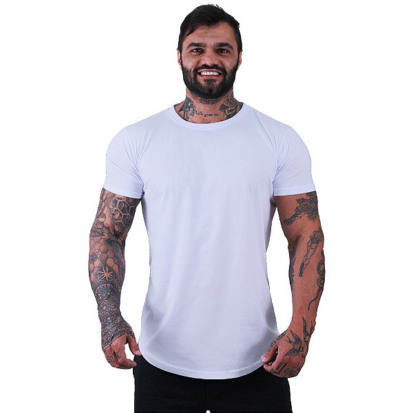 Camiseta Longline 100% Algodão Masculina MXD Conceito Branco