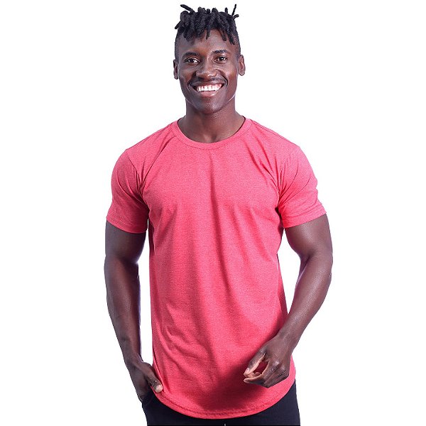 Camiseta Longline 50/50 Algodão e Poliéster Masculina MXD Conceito Mescla Vermelho