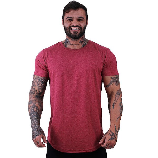 Camiseta Longline 50/50 Algodão e Poliéster Masculina MXD Conceito Mescla Vermelho