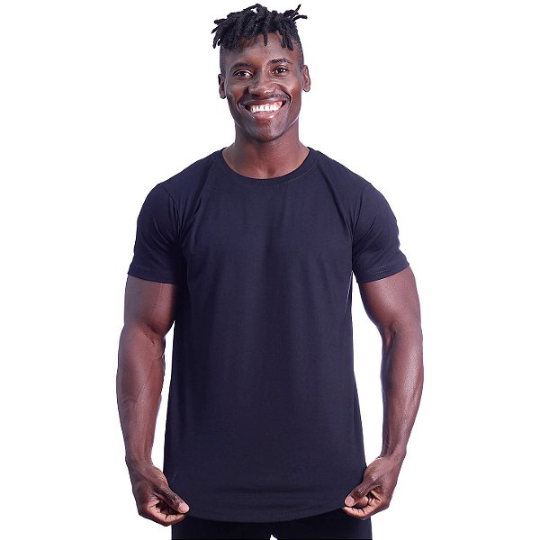 Camiseta Longline 100% Algodão Masculina MXD Conceito Preto Básico