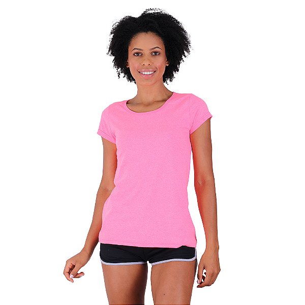 Camiseta Babylook Feminina MXD Conceito Rosa Fluorescente