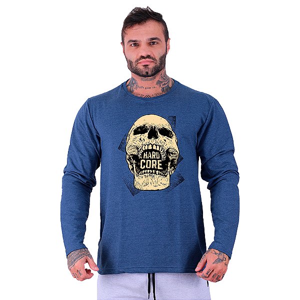 Camiseta Manga Longa Moletinho MXD Conceito Hardcore Skull