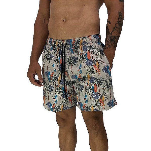 Shorts Praia Tactel Masculino MXD Conceito Palm Trees And Surfing