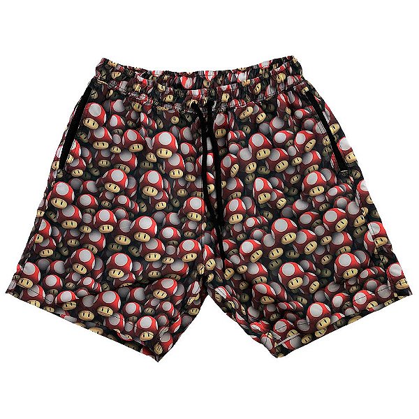 Shorts Praia Tactel Masculino MXD Conceito Mario Mushrooms