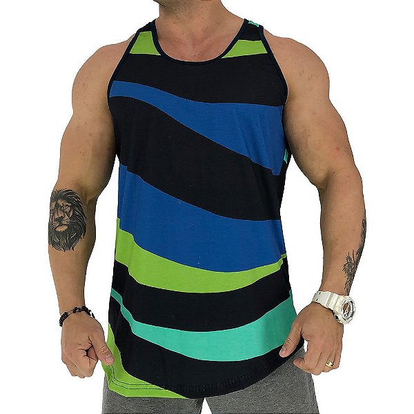 Regata Longline Masculina MXD Conceito FullPrint Ondulação Colorida