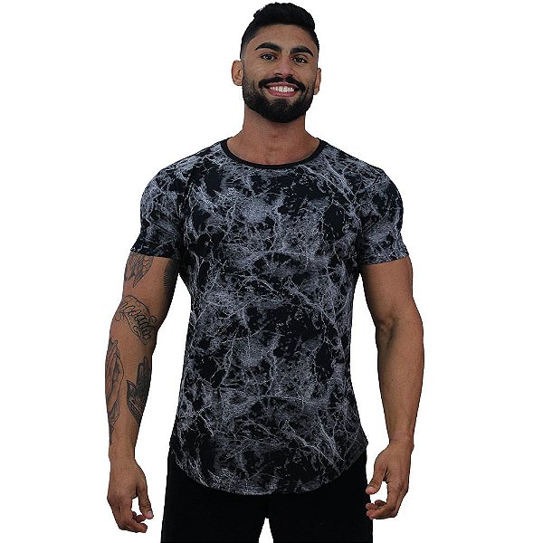 Camiseta Longline Fullprint Masculina MXD Conceito Black Smoke