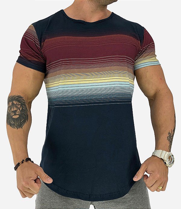 Camiseta Longline Fullprint Masculina MXD Conceito Degrade de Cores