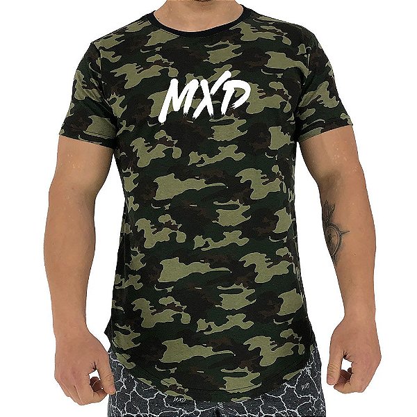 Camiseta Longline Fullprint Masculina MXD Conceito Camuflado Verde