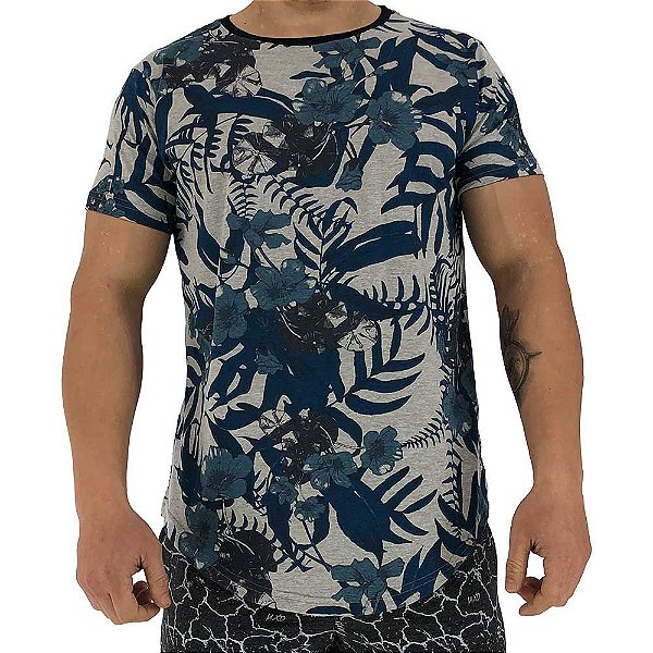 Camiseta Longline Fullprint Masculina MXD Conceito Blue Plants