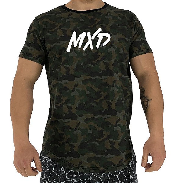 Camiseta Longline Fullprint Masculina MXD Conceito Camuflado Verde Estonado