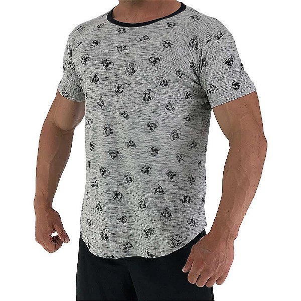 Camiseta Longline Fullprint Masculina MXD Conceito Caveiras Rajadas