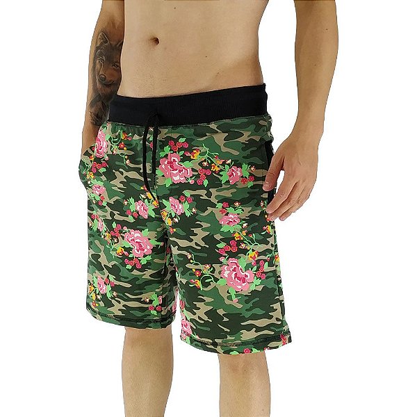 Bermuda Masculina Moletinho MXD Conceito Camuflado Floral