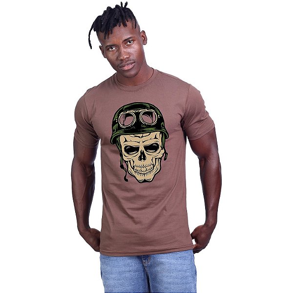 Camiseta Tradicional Masculina Manga Curta MXD Conceito Caveira Recruta