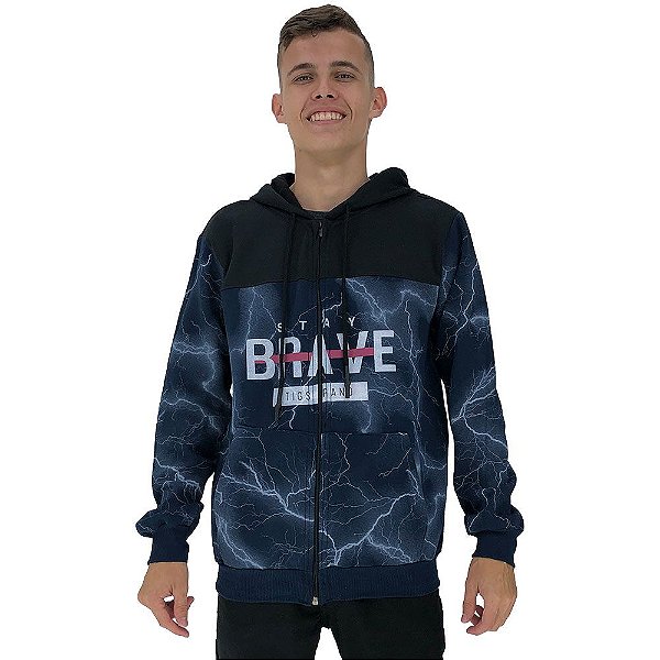 Jaqueta Moletom com Zíper Masculina Tigs Stay Brave Tigs Rand