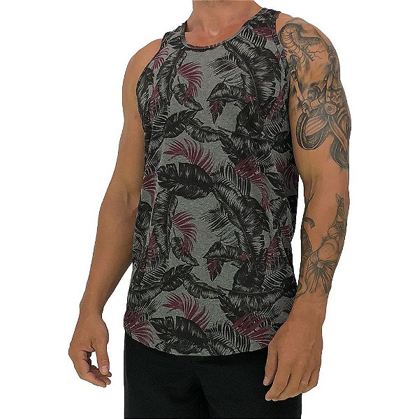 Regata Longline Masculina MXD Conceito FullPrint Dark Floral