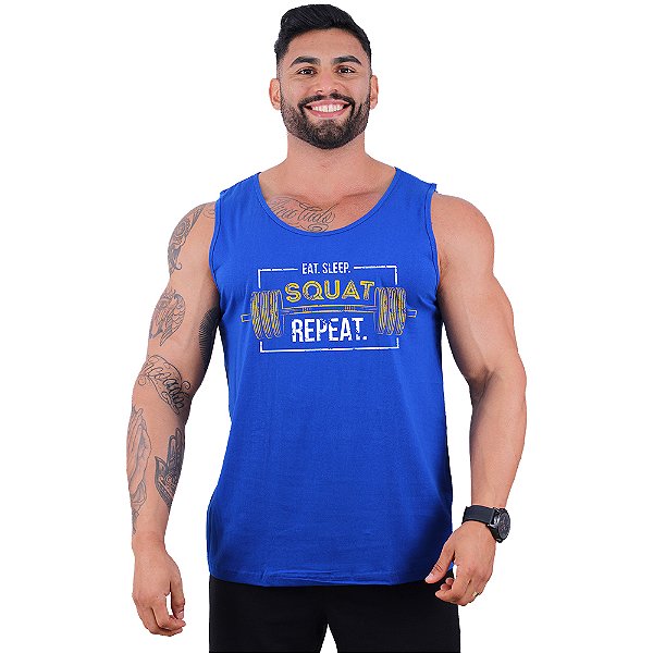 Regata Clássica Masculina MXD Conceito Eat, Sleep Squat Repeat