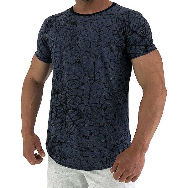 Camiseta Longline Fullprint Masculina MXD Conceito Ramificação Azul