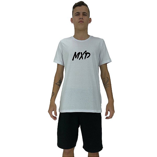 Camiseta Diferenciada Masculina KM MXD Conceito Branco Básico Pincelado