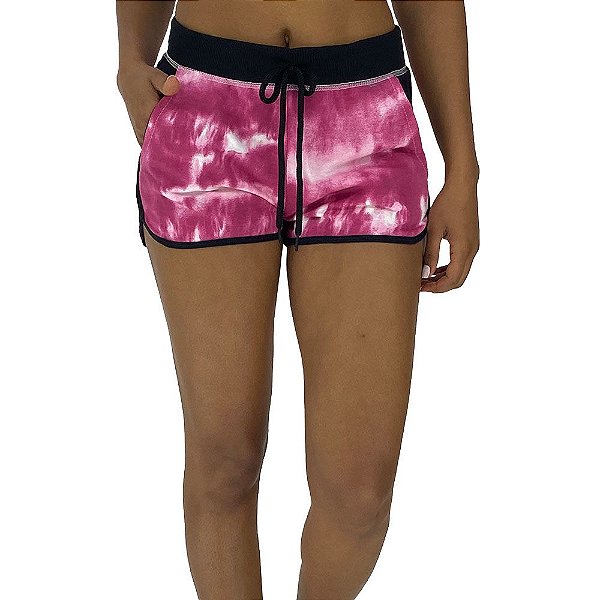 Shortinho Feminino Moletinho MXD Conceito Tie Dye Rosa Pink