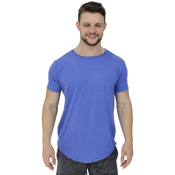 Camiseta Longline Malha PV Poliviscose Masculina MXD Conceito Mescla Azul