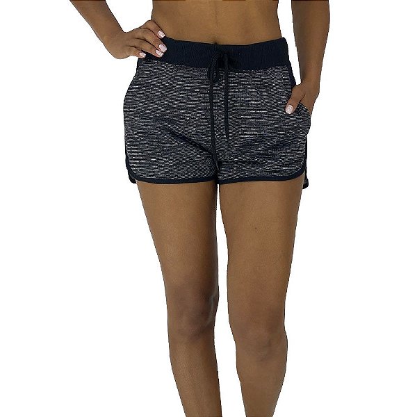 Shortinho Feminino Moletom MXD Conceito Preto Rajado Branco