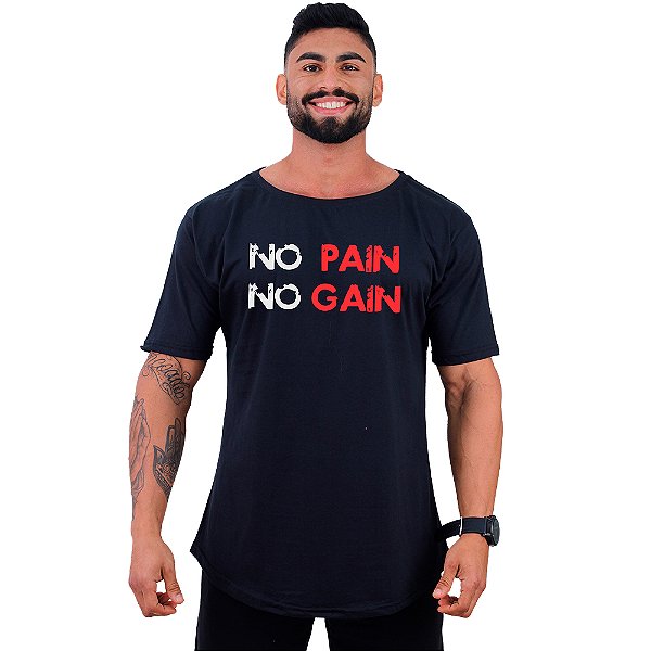 Camiseta Morcegão Masculina MXD Conceito No Pain No Gain Letreiro