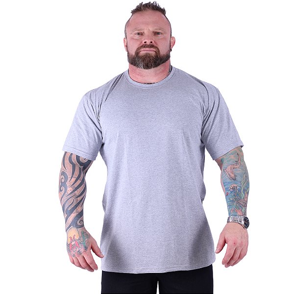 Camiseta Plus Size Tradicional Manga Curta MXD Conceito 50% Algodão 50% Poliéster Mescla Tradicional