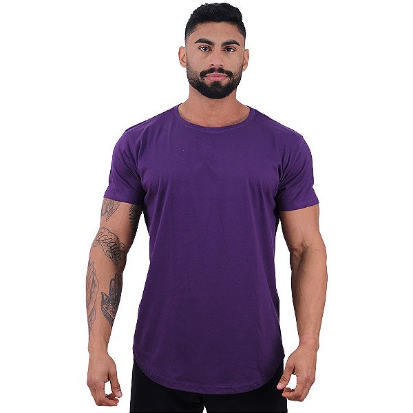 Camiseta Longline 100% Algodão Masculina MXD Conceito Roxo