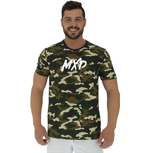 Camiseta Tradicional Masculina MXD Conceito Camuflado Militar