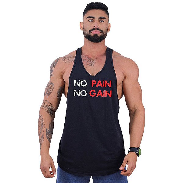 Regata Longline Super Cavada Masculina MXD Conceito No Pain No Gain Corroído